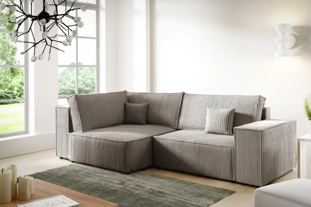 Meble Dla Dzieci|Meble Młodzieżowe>BROMARKT Beżowy narożnik do salonu z funkcją spania PEDRO DUO