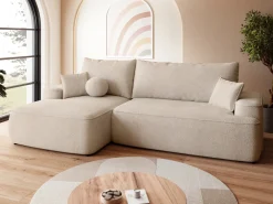 Meble Dla Dzieci|Meble Młodzieżowe>BROMARKT Beżowy narożnik do salonu z funkcją spania CARMELLO boucle