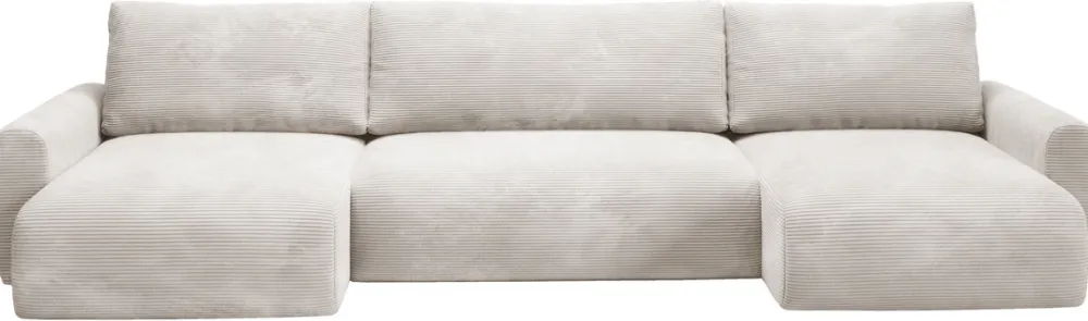 Narożniki>BROMARKT Beżowy narożnik rozkładany do salonu z funkcją spania PATI U