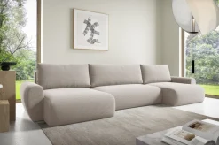 Narożniki>BROMARKT Beżowy narożnik rozkładany do salonu z funkcją spania PATI U