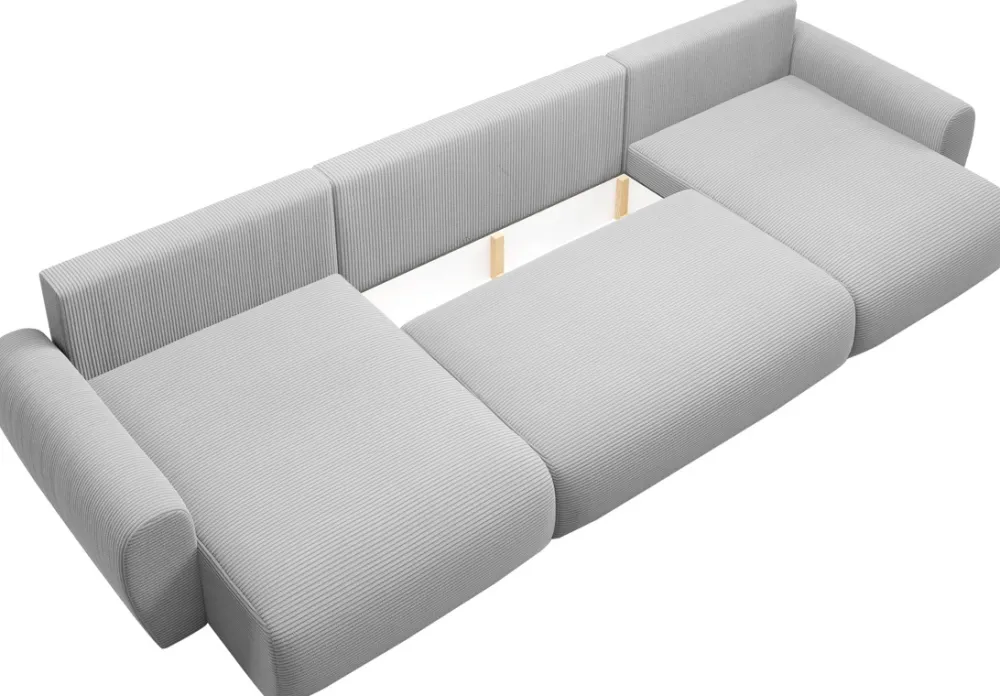 Narożniki>BROMARKT Beżowy narożnik rozkładany do salonu z funkcją spania PATI U