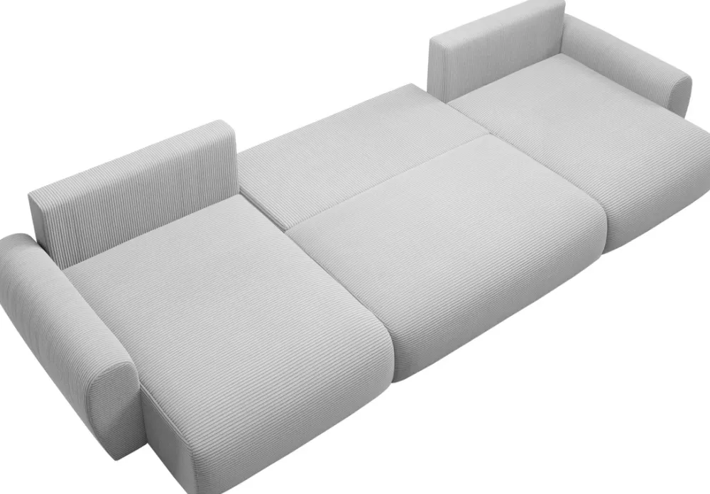 Narożniki>BROMARKT Beżowy narożnik rozkładany do salonu z funkcją spania PATI U