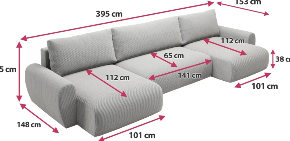 Narożniki>BROMARKT Beżowy narożnik rozkładany do salonu z funkcją spania PATI U