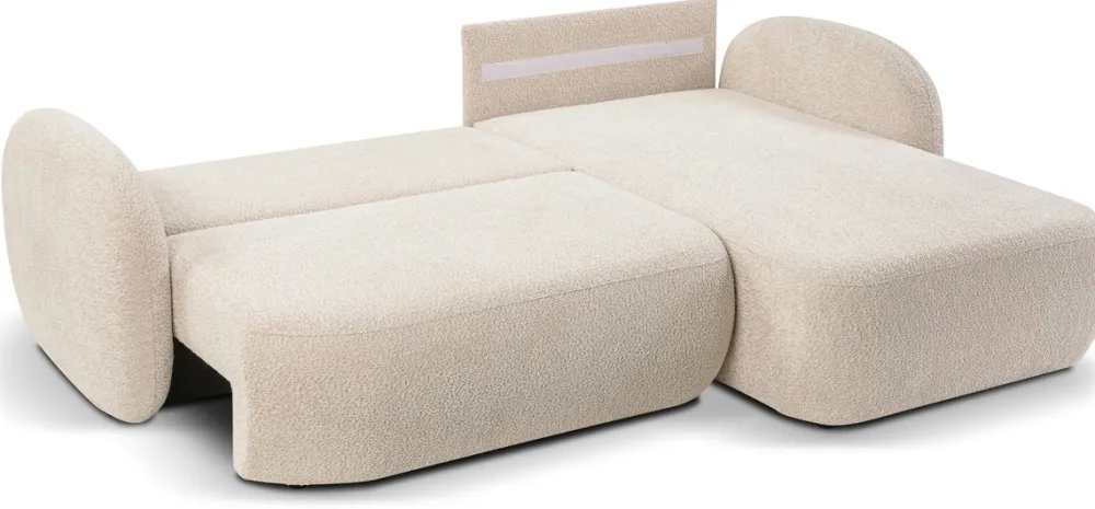 Meble Dla Dzieci|Meble Młodzieżowe>LASKI Beżowy narożnik z funkcją spania do salonu boucle OMERO