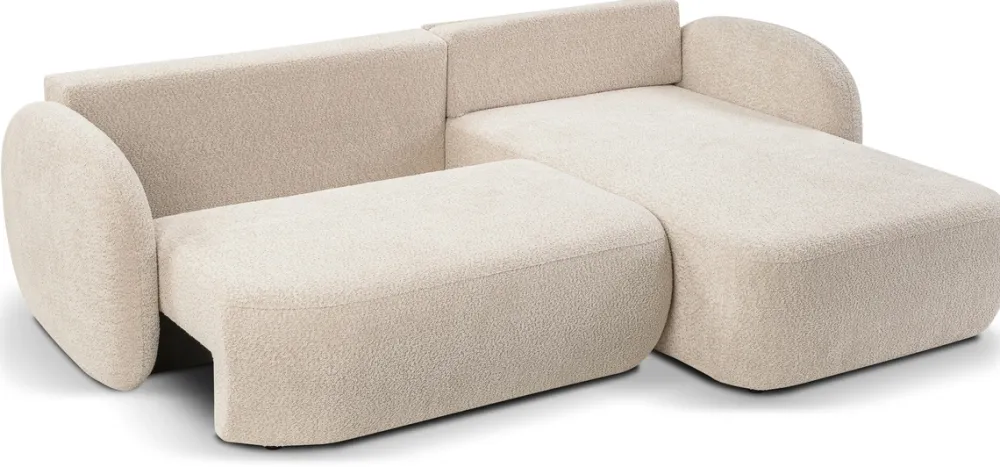 Meble Dla Dzieci|Meble Młodzieżowe>LASKI Beżowy narożnik z funkcją spania do salonu boucle OMERO