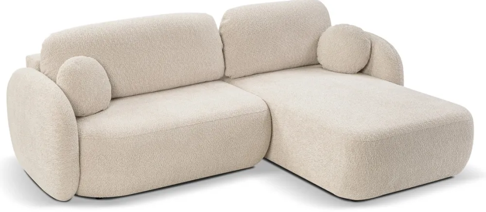 Meble Dla Dzieci|Meble Młodzieżowe>LASKI Beżowy narożnik z funkcją spania do salonu boucle OMERO