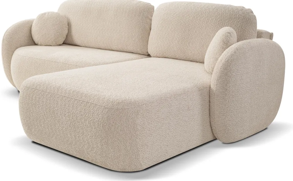 Meble Dla Dzieci|Meble Młodzieżowe>LASKI Beżowy narożnik z funkcją spania do salonu boucle OMERO