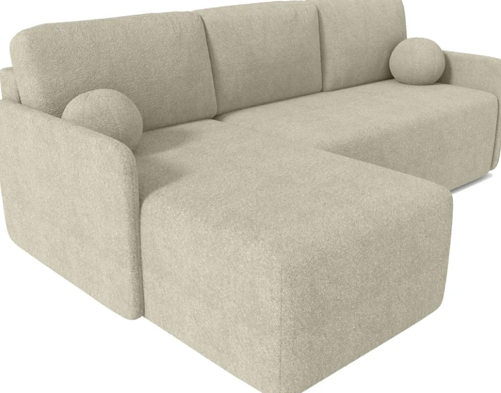 Meble Dla Dzieci|Meble Młodzieżowe>Meble Grand Beżowy narożnik z funkcją spania do salonu CLOUD tkanina baranek