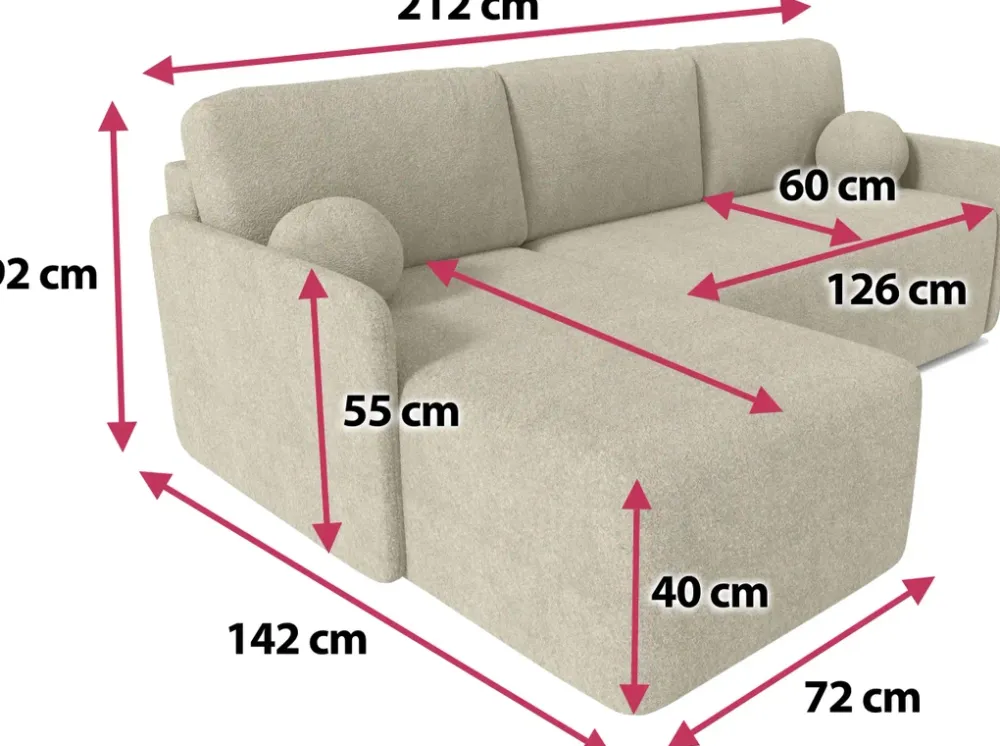 Meble Dla Dzieci|Meble Młodzieżowe>Meble Grand Beżowy narożnik z funkcją spania do salonu CLOUD tkanina baranek