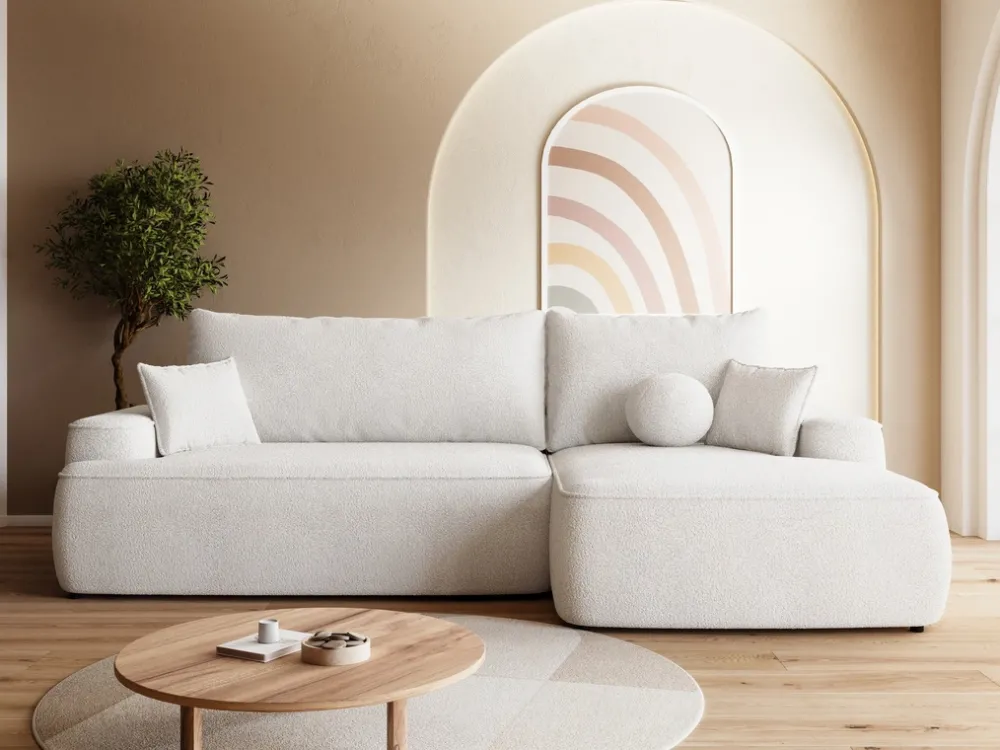 Meble Dla Dzieci|Meble Młodzieżowe>BROMARKT Beżowy narożnik z funkcją spania do salonu CARMELLO boucle