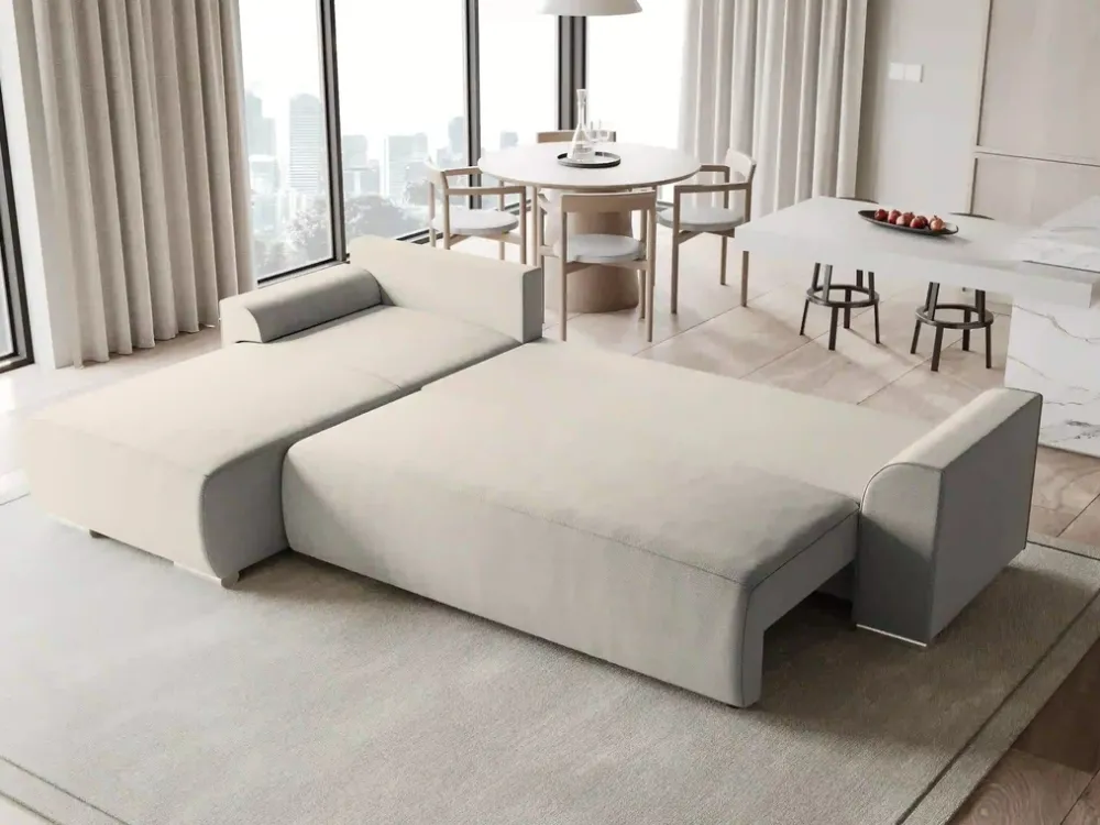 Meble Dla Dzieci|Meble Młodzieżowe>BROMARKT Beżowy narożnik z funkcją spania do salonu SYDNEY