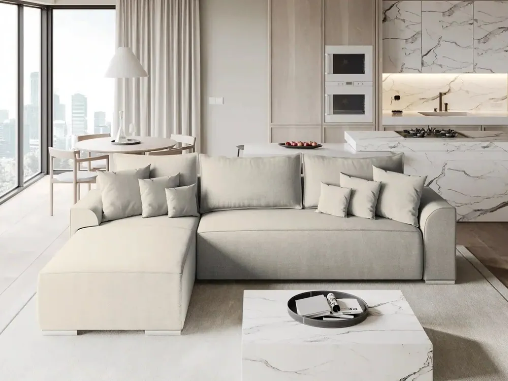 Meble Dla Dzieci|Meble Młodzieżowe>BROMARKT Beżowy narożnik z funkcją spania do salonu SYDNEY