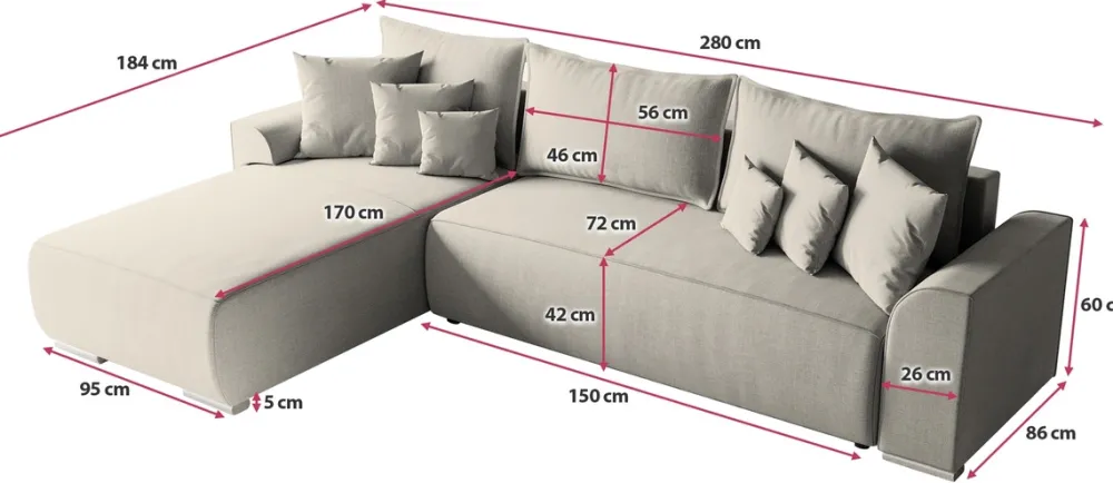Meble Dla Dzieci|Meble Młodzieżowe>BROMARKT Beżowy narożnik z funkcją spania do salonu SYDNEY