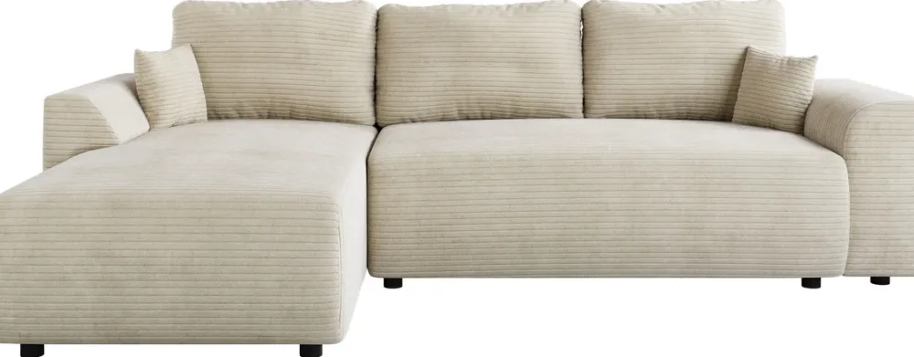 Meble Dla Dzieci|Narożniki>BROMARKT Beżowy nowoczesny narożnik do salonu z funkcją spania i pojemnikiem ROMEO