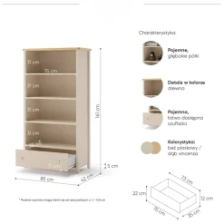 Regały Na Książki|Meble Młodzieżowe></noscript>lenart. Beżowy regał na książki 85 cm do pokoju młodzieżowego STORY
