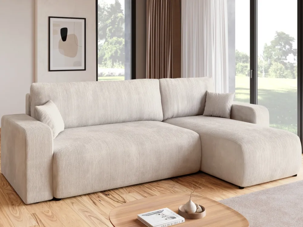 Meble Dla Dzieci|Meble Młodzieżowe>BROMARKT Beżowy rozkładany narożnik do salonu z funkcją spania PUMI