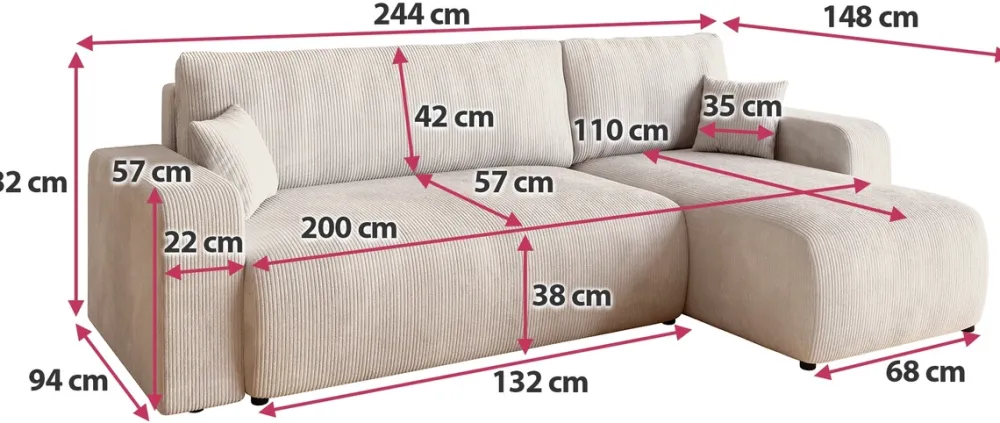 Meble Dla Dzieci|Meble Młodzieżowe>BROMARKT Beżowy rozkładany narożnik do salonu z funkcją spania PUMI