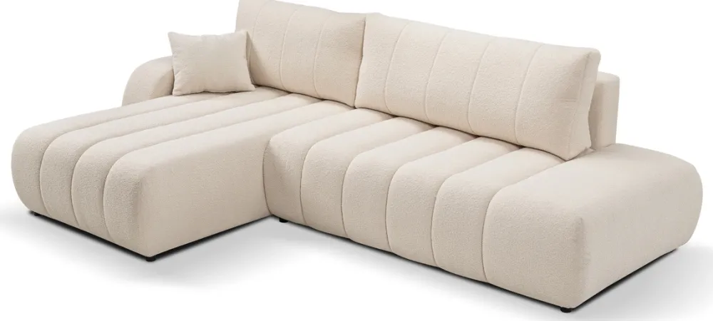 Narożniki>LASKI Beżowy rozkładany narożnik do salonu z funkcją spania BLISS