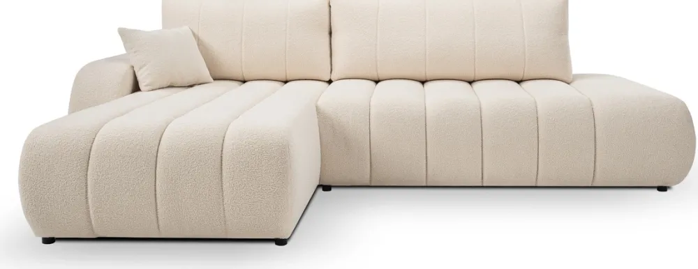 Narożniki>LASKI Beżowy rozkładany narożnik do salonu z funkcją spania BLISS