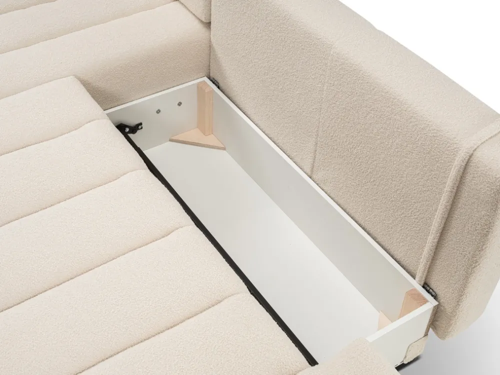 Narożniki>LASKI Beżowy rozkładany narożnik do salonu z funkcją spania BLISS