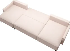 Narożniki>BROMARKT Beżowy rozkładany narożnik na nóżkach do salonu NORTON U