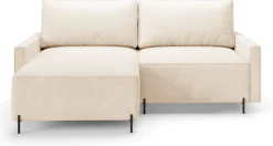 Meble Dla Dzieci|Meble Młodzieżowe>BROMARKT Beżowy rozkładany narożnik na nóżkach do salonu z funkcją spania i pojemnikiem NORTON