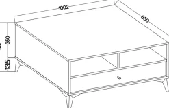 Zestawy Mebli Do Salonu|Ławy I Stoliki></noscript>Lempert Beżowy stolik kawowy do salonu 100x65 cm z szufladą TOKEN beż piaskowy
