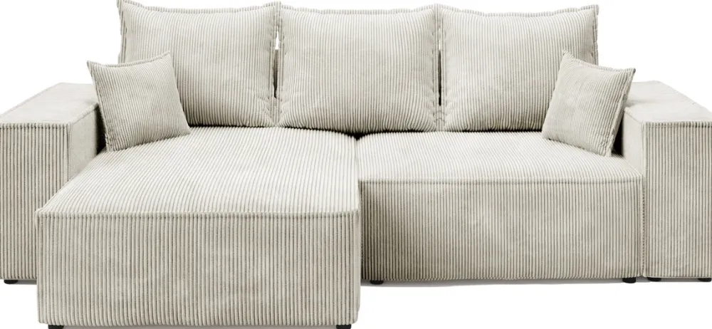 Narożniki|Meble Dla Dzieci>BROMARKT Beżowy sztruksowy narożnik z funkcją spania rozkładany ELDON