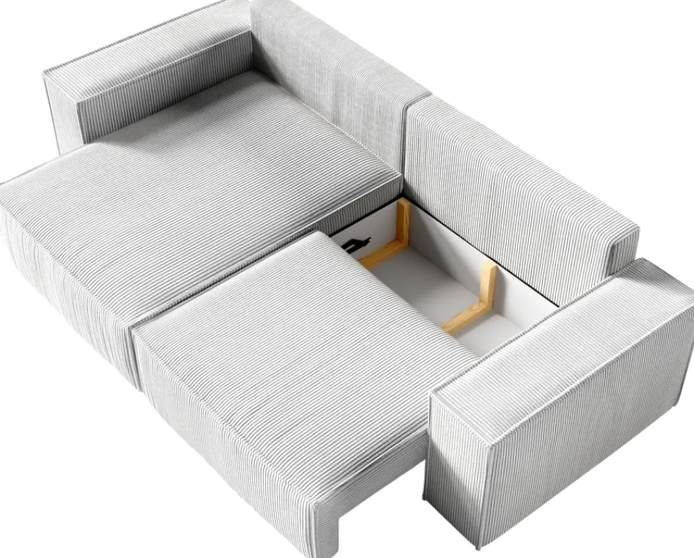 Narożniki|Meble Dla Dzieci>BROMARKT Beżowy sztruksowy narożnik z funkcją spania rozkładany ELDON