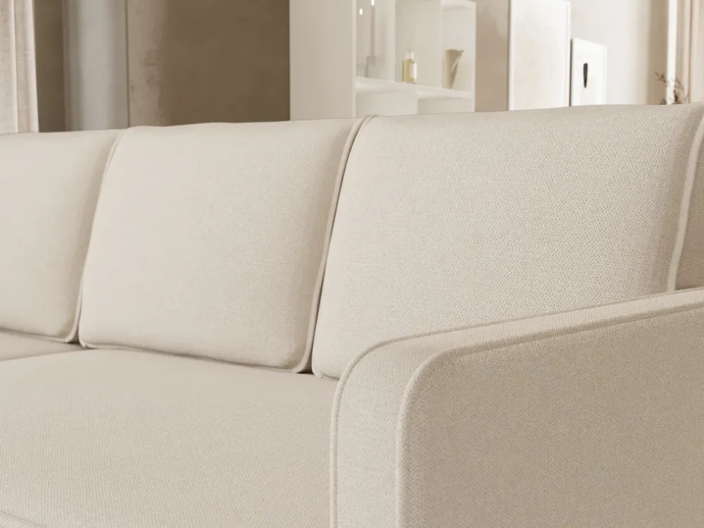 Meble Dla Dzieci|Meble Młodzieżowe>BROMARKT Beżowy welurowy narożnik z funkcją spania do salonu QULIO