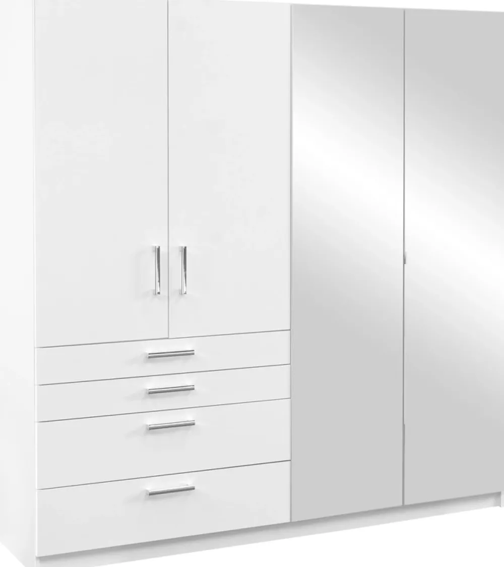 Meble Dla Dzieci|Szafy Do Pokoju Dziecięcego>Stolar Biała duża szafa uchylna z lustrem i szufladami 200 cm POLAR