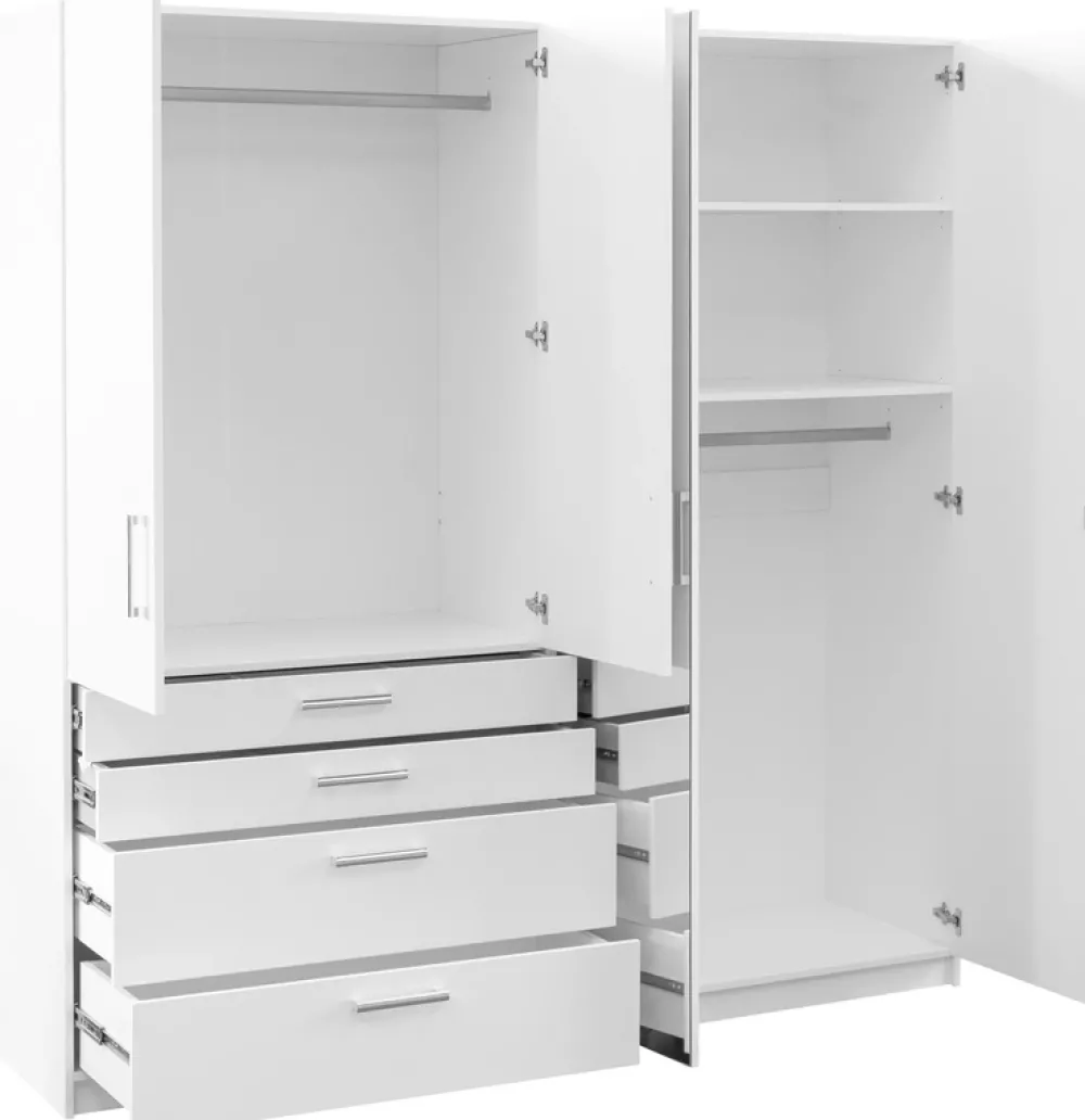 Meble Dla Dzieci|Szafy Do Pokoju Dziecięcego>Stolar Biała duża szafa uchylna z lustrem i szufladami 200 cm POLAR