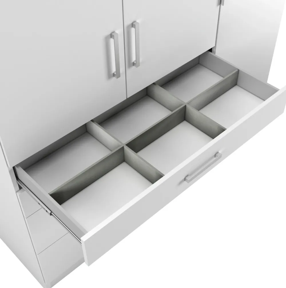 Meble Dla Dzieci|Szafy Do Pokoju Dziecięcego>Stolar Biała duża szafa uchylna z lustrem i szufladami 200 cm POLAR