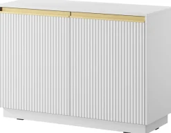 Komody>PIASKI Biała dwudrzwiowa komoda z ryflowanymi frontami 103 cm RAVO biały