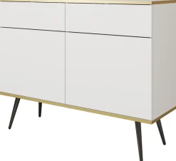 Zestawy Mebli Do Salonu|Komody>PIASKI Biała dwudrzwiowa komoda z szufladami 107 cm ORVIETO biały