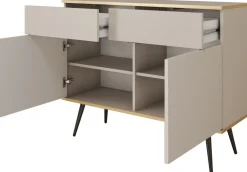 Zestawy Mebli Do Salonu|Komody>PIASKI Biała dwudrzwiowa komoda z szufladami 107 cm ORVIETO biały