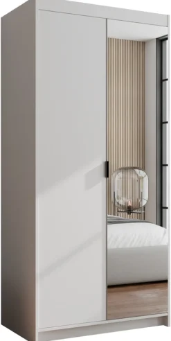 Zestawy Mebli Do Przedpokoju|Szafy Modułowe>Lempert Biała dwudrzwiowa modułowa szafa z lustrem i półkami 90 cm KUBA biały
