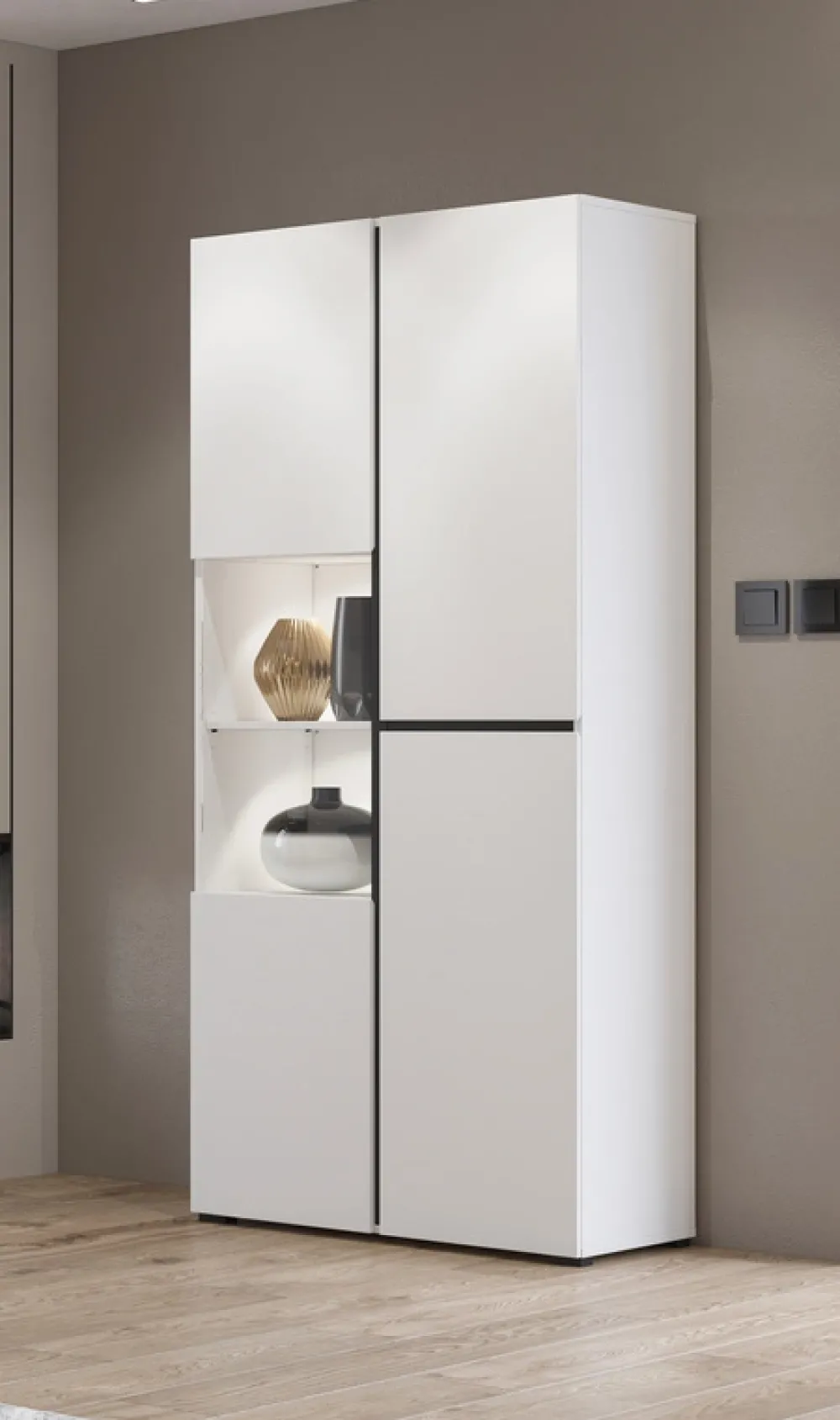 Zestawy Mebli Do Sypialni|Zestawy Mebli Do Salonu>Helvetia Biała dwudrzwiowa półwitryna do salonu 80 cm CROSS biały