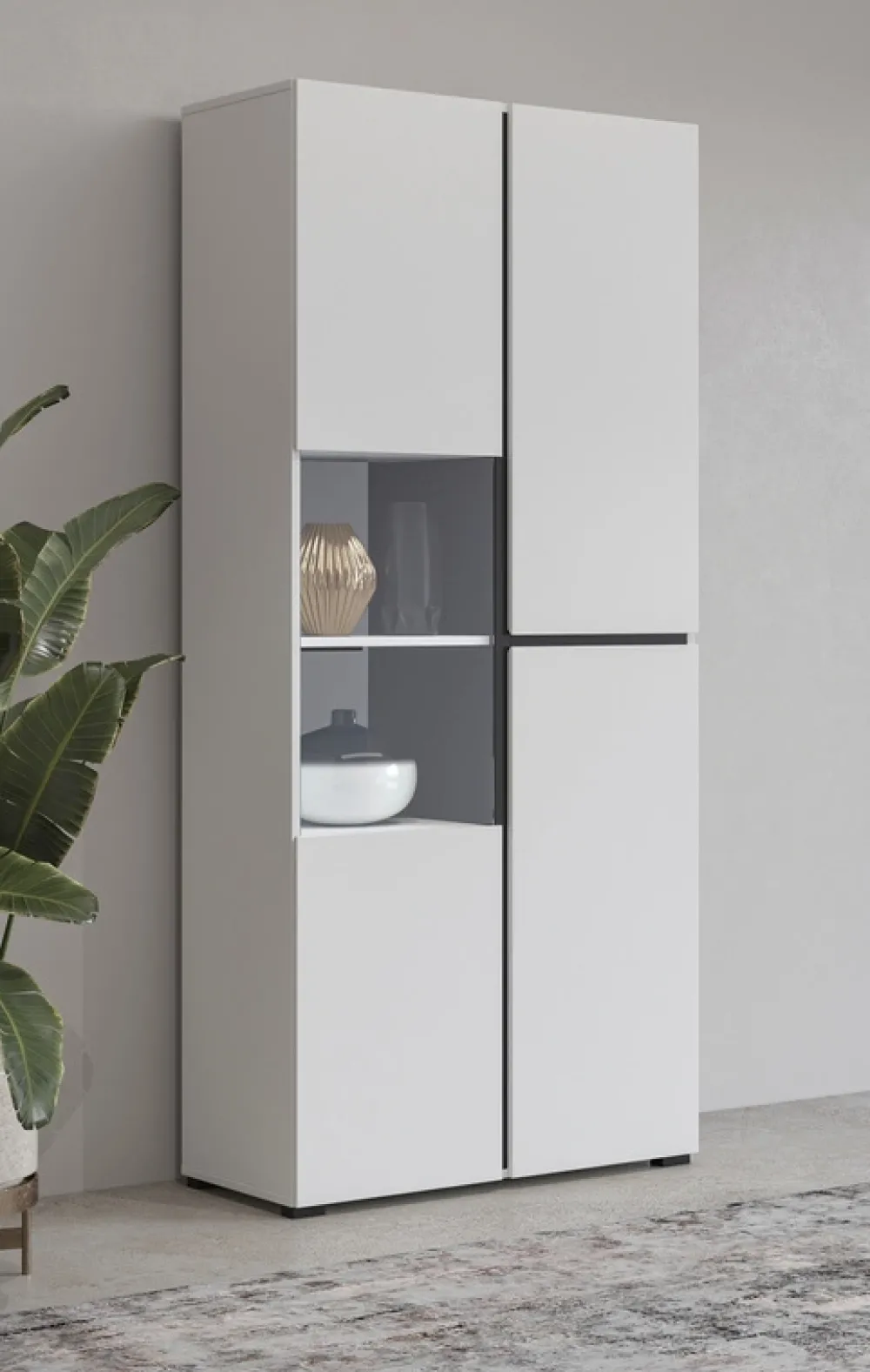 Zestawy Mebli Do Sypialni|Zestawy Mebli Do Salonu>Helvetia Biała dwudrzwiowa półwitryna do salonu 80 cm CROSS biały