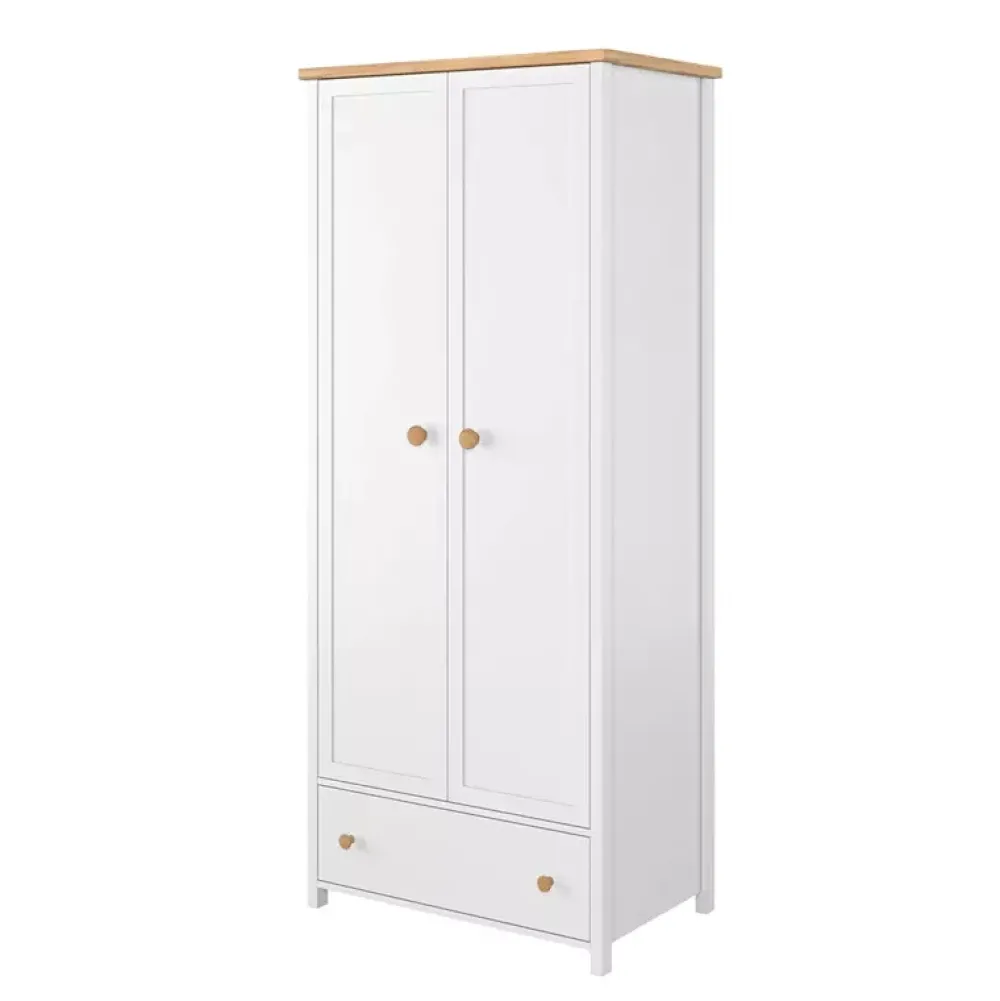 Meble Młodzieżowe|Zestawy Mebli Młodzieżowych>lenart. Biała dwudrzwiowa szafa młodzieżowa z półkami STORY