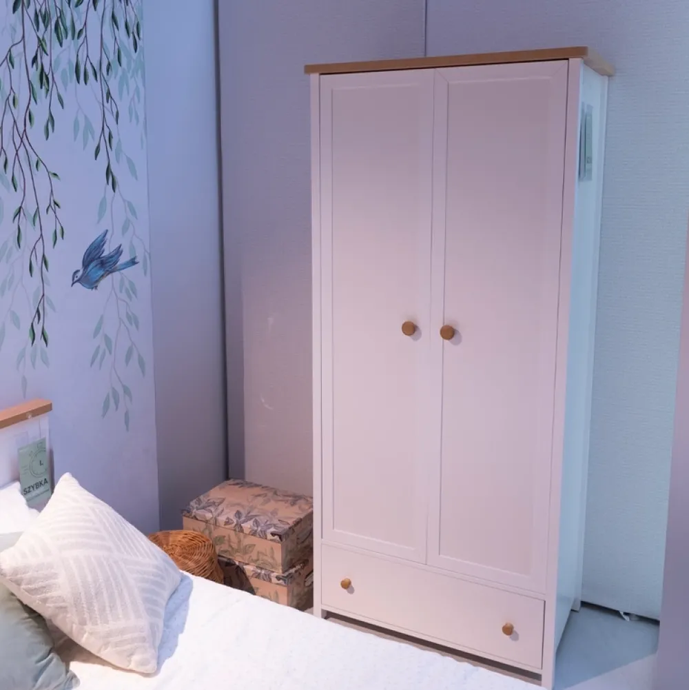 Meble Młodzieżowe|Zestawy Mebli Młodzieżowych>lenart. Biała dwudrzwiowa szafa młodzieżowa z półkami STORY