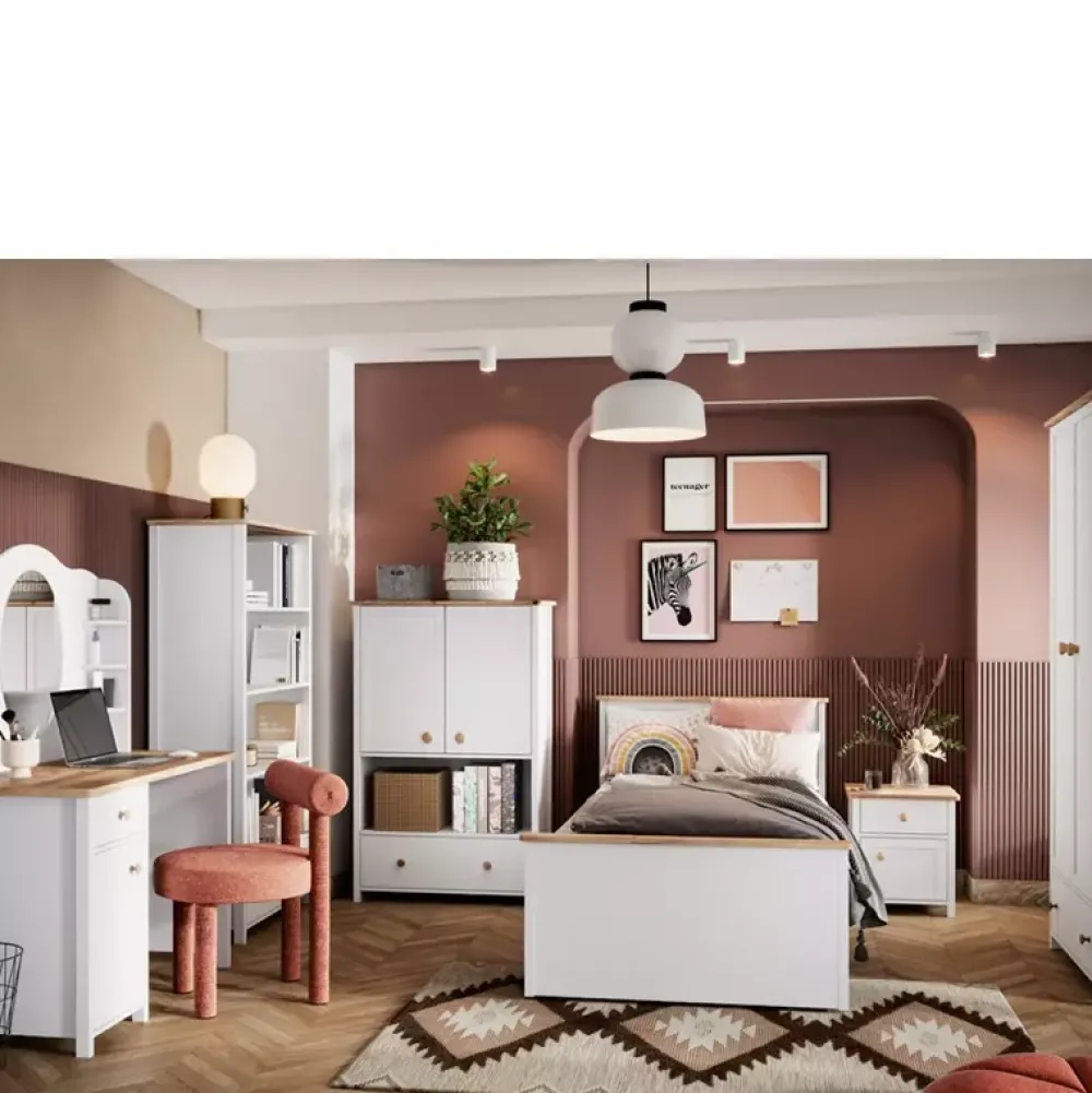 Meble Młodzieżowe|Zestawy Mebli Młodzieżowych>lenart. Biała dwudrzwiowa szafa młodzieżowa z półkami STORY