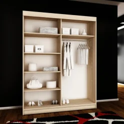 Zestawy Mebli Do Przedpokoju|Szafy Do Przedpokoju>KIER Biała dwudrzwiowa szafa przesuwna do sypialni 150 cm TARO biały