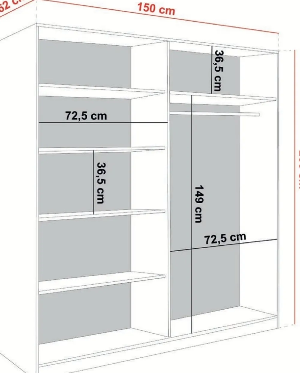 Zestawy Mebli Do Przedpokoju|Szafy Do Przedpokoju>KIER Biała dwudrzwiowa szafa przesuwna do sypialni 150 cm TARO biały