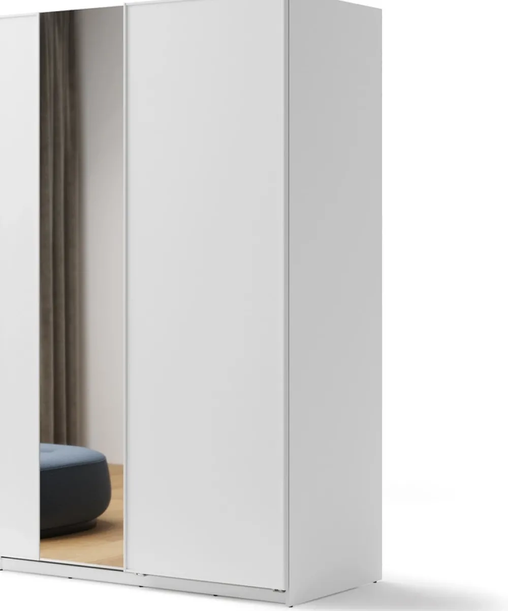 Szafy Dwudrzwiowe|Szafy Do Przedpokoju>lenart. Biała dwudrzwiowa szafa przesuwna z lustrem 150 cm MAXI