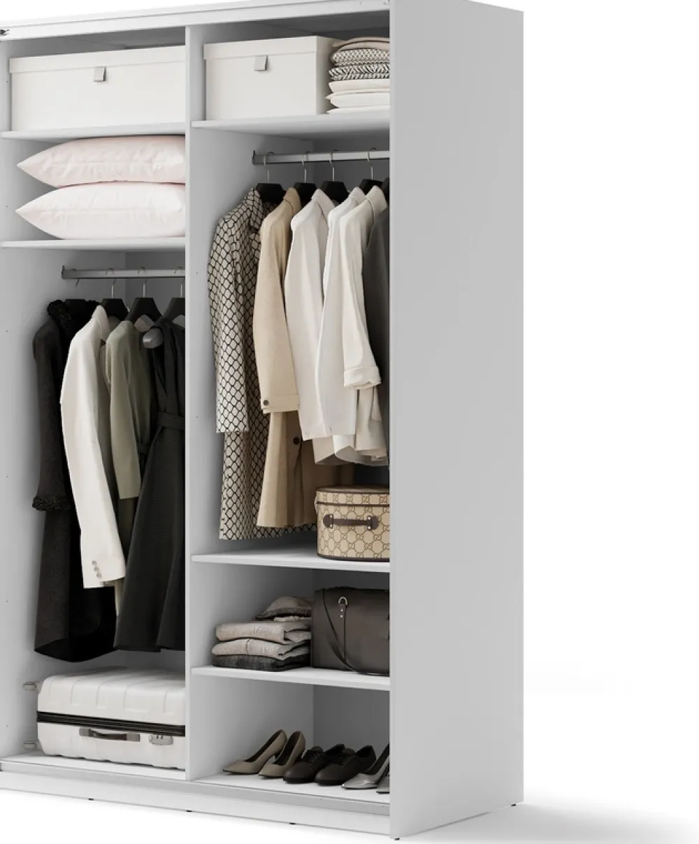 Szafy Dwudrzwiowe|Szafy Do Przedpokoju>lenart. Biała dwudrzwiowa szafa przesuwna z lustrem 150 cm MAXI