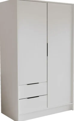 Zestawy Mebli Do Przedpokoju|Szafy Dwudrzwiowe>Arton Biała dwudrzwiowa szafa uchylna 102 cm z szufladami NUBIA