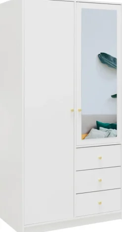 Meble Dla Dzieci|Zestawy Mebli Do Przedpokoju>Stolar Biała dwudrzwiowa szafa uchylna z lustrem 100 cm SELMA biały