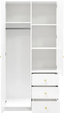 Meble Dla Dzieci|Zestawy Mebli Do Przedpokoju>Stolar Biała dwudrzwiowa szafa uchylna z lustrem 100 cm SELMA biały