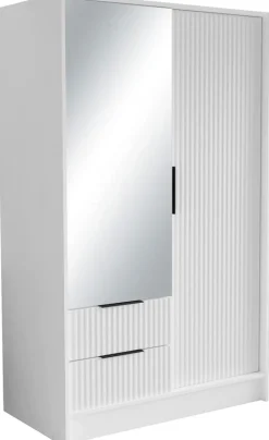 Zestawy Mebli Do Przedpokoju|Szafy Dwudrzwiowe>Arton Biała dwudrzwiowa szafa uchylna 102 cm z półkami NEXUS biały